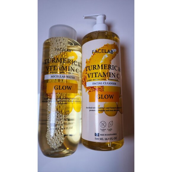 Facelab Turmeric & Vitamin C Glow Micellar Water & Facial Cleanser 500ml Set - Picture 3 of 9